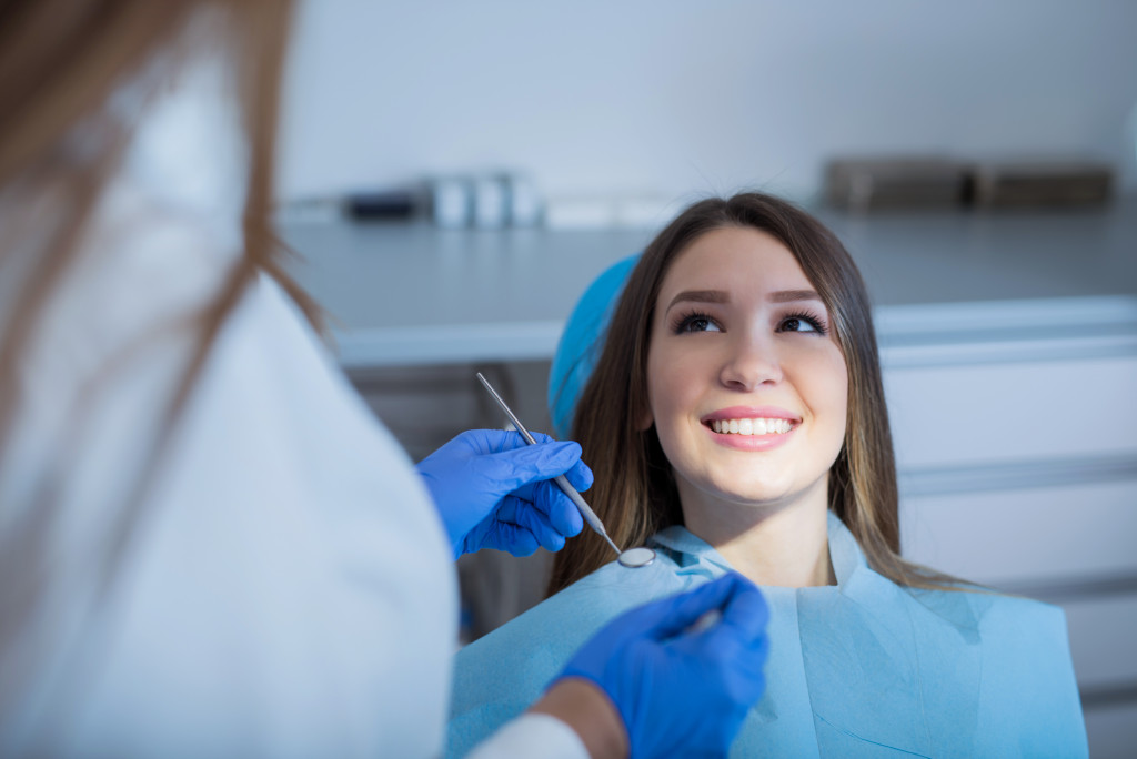 a woman in a dental clinic