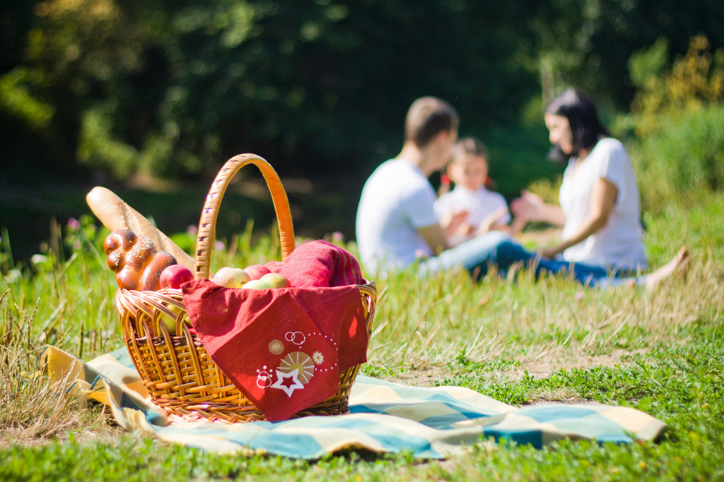 Family having picnic