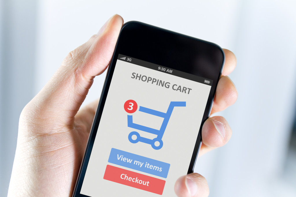 A shopping cart button for businesses