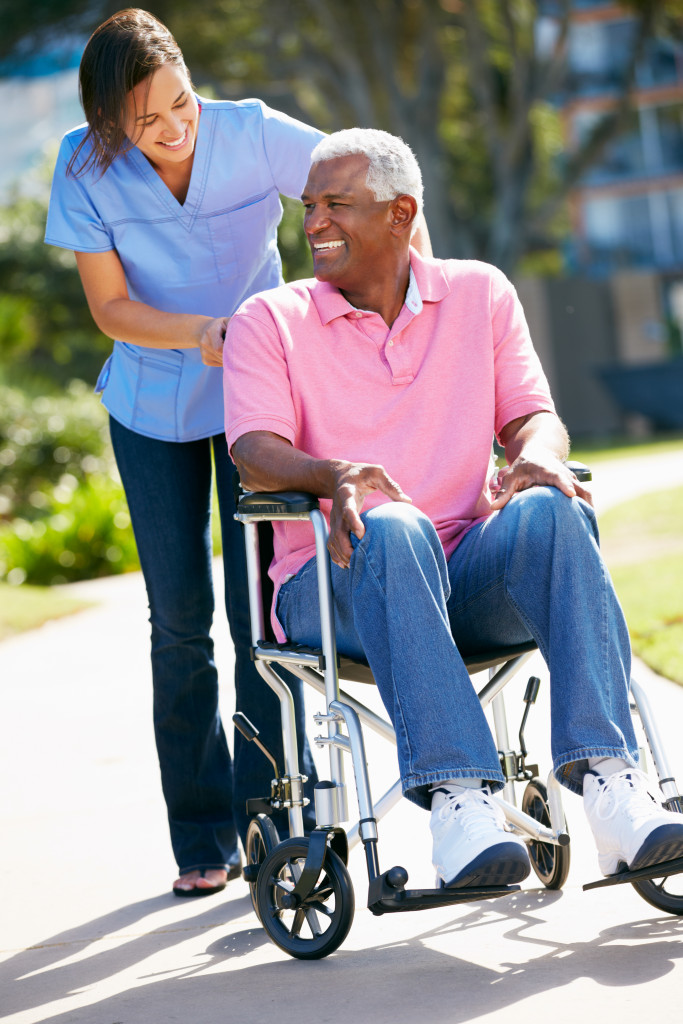 An african american senior getting in-home care