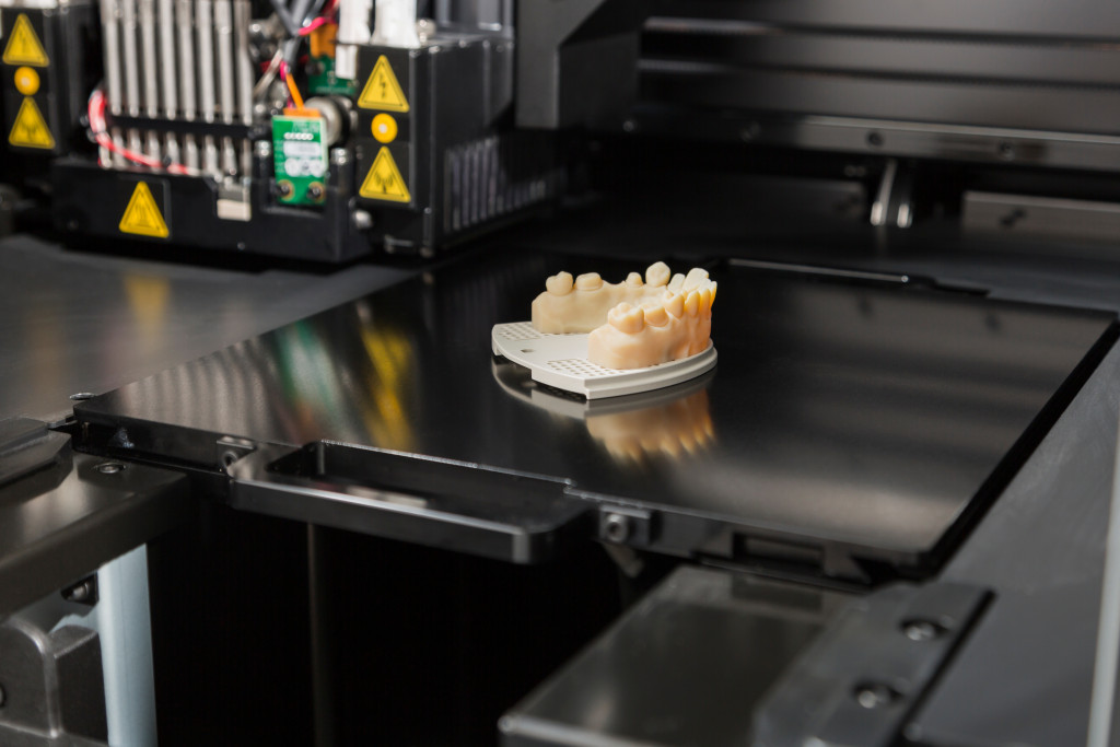 Portrait of dentures made up from 3d printer