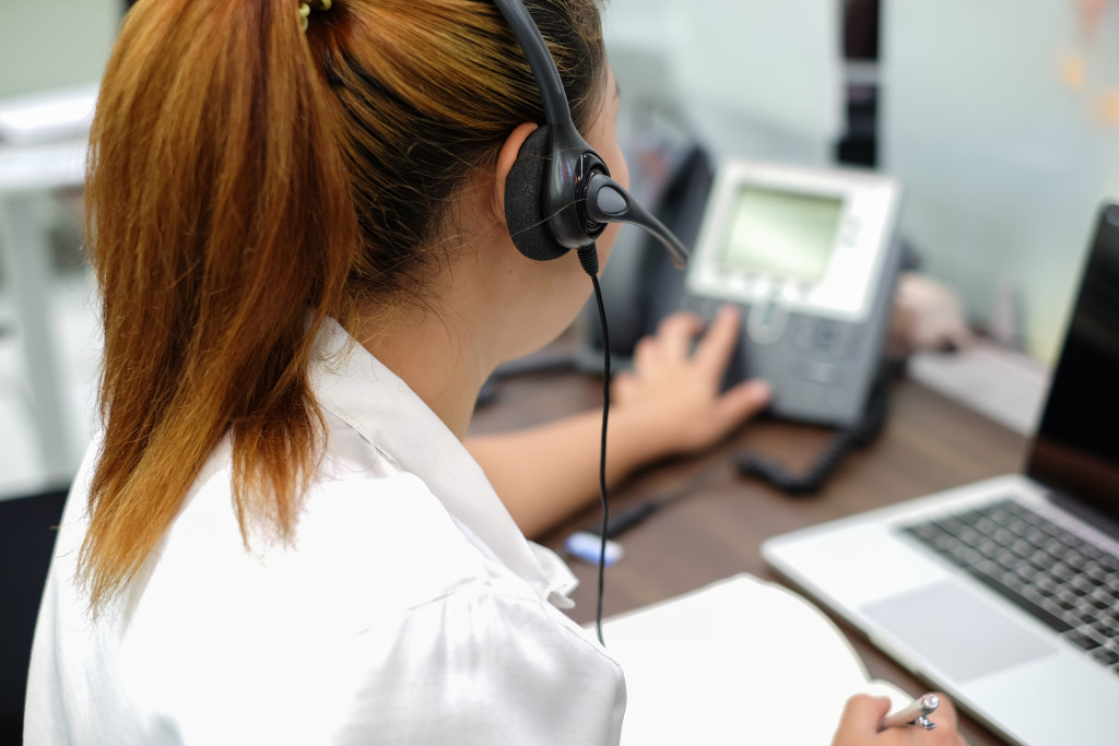 woman answering phone call