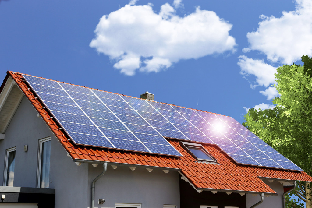 Solar panel installed on top of a home