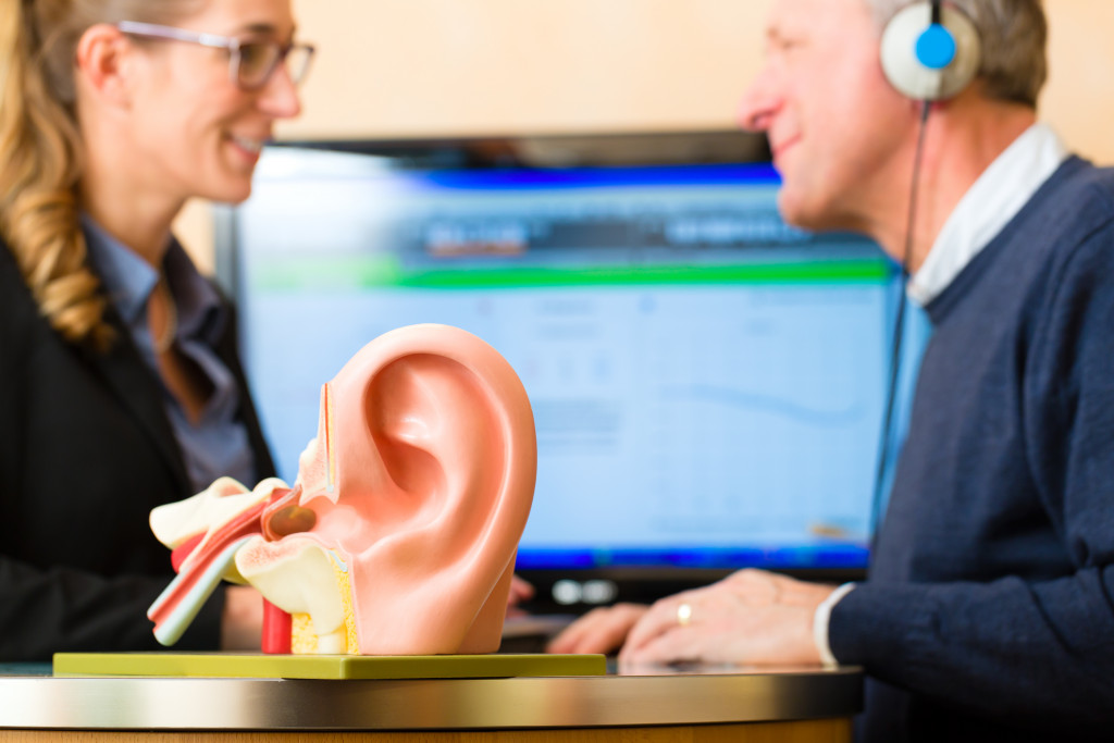 man having a hearing test