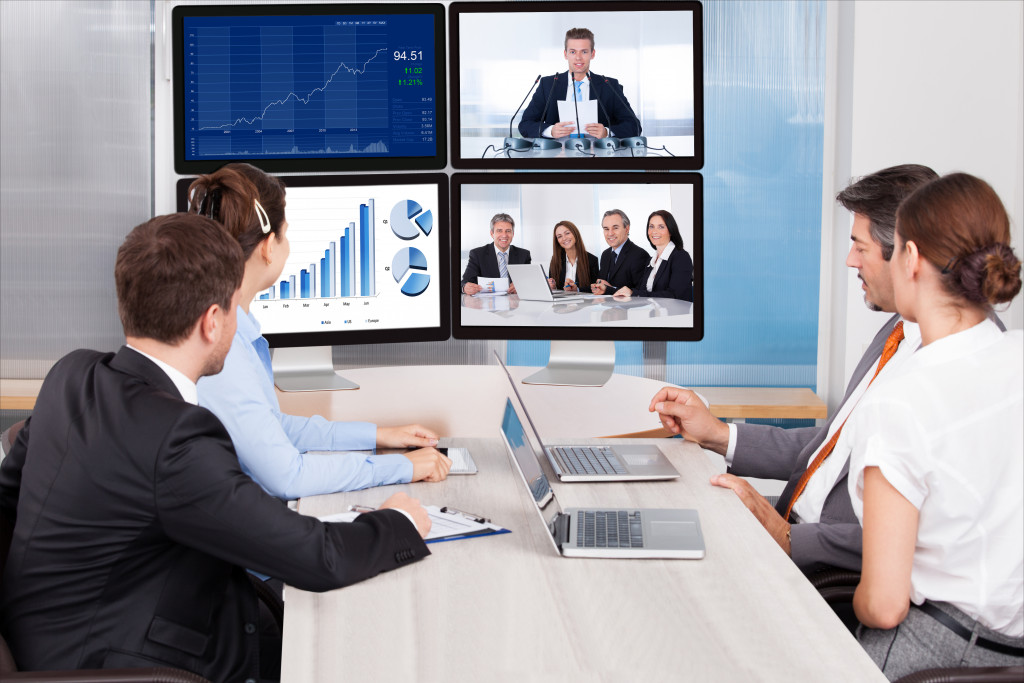 Business people meeting through a video conference